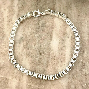 925 Sterling Silver Box Chain Bracelet 4 mm Box Link Bracelet